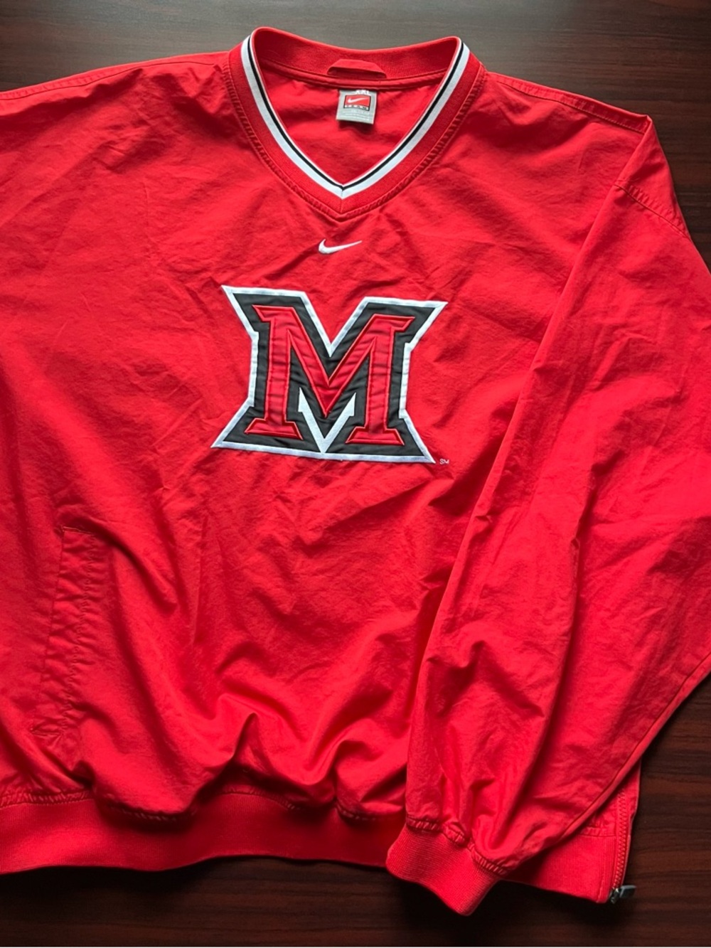 Vintage Miami Ohio Windbreaker Redhawks Center Swoosh Football 90s Size XXL